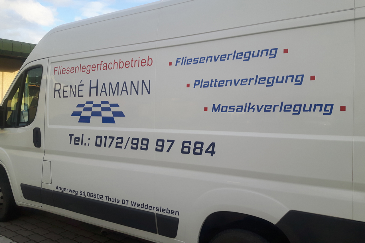 Fahrzeugbeschriftung Fliesenlegerfachbetrieb Rene Hamann 